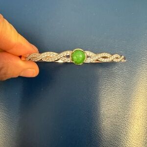 Elegant Rose Gold and Green Gemstone Bracelet